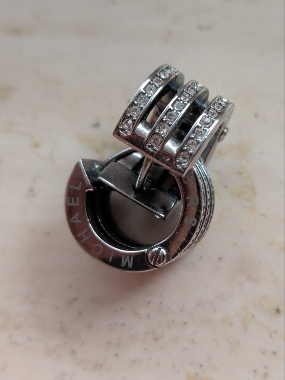 Michael Kors Silver Crystal Hoop Drop Earrings